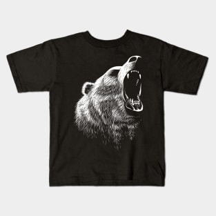 Roaring Bear (black) Kids T-Shirt